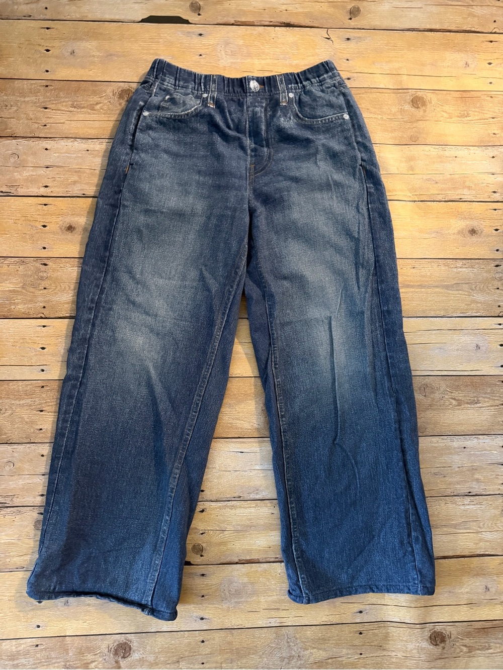 Rag and Bone viral sweatpants Jean in Dark Blue Wide Leg Jeans
